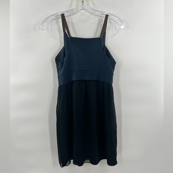 Laila Azhar 100% Silk Dress Sleeveless Blue Black Mini Womens Size 0 - Picture 3 of 7